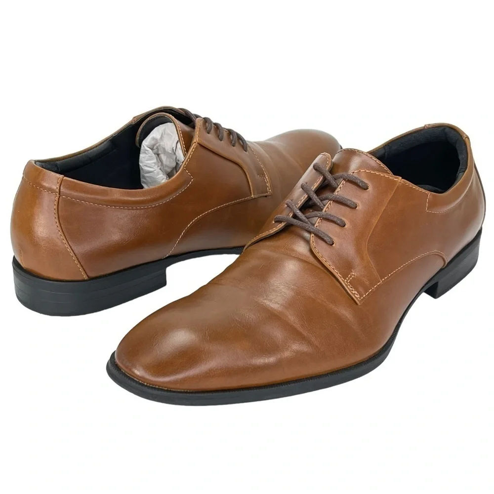 Alfani Andrew Tan Faux Leather Mens Oxfords Size 11.5M